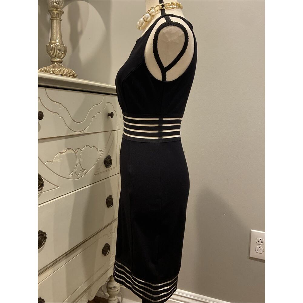 Marciano Women's Small Black Bodycon Sheath Dress Sleeveless Mesh Stripe Trim - Picture 5 of 5
